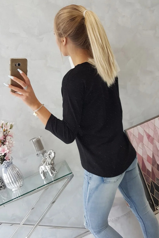 Kesi Halenka s grafickou a barevnou 3D mašlí Barva: Černá, Velikost: UNI