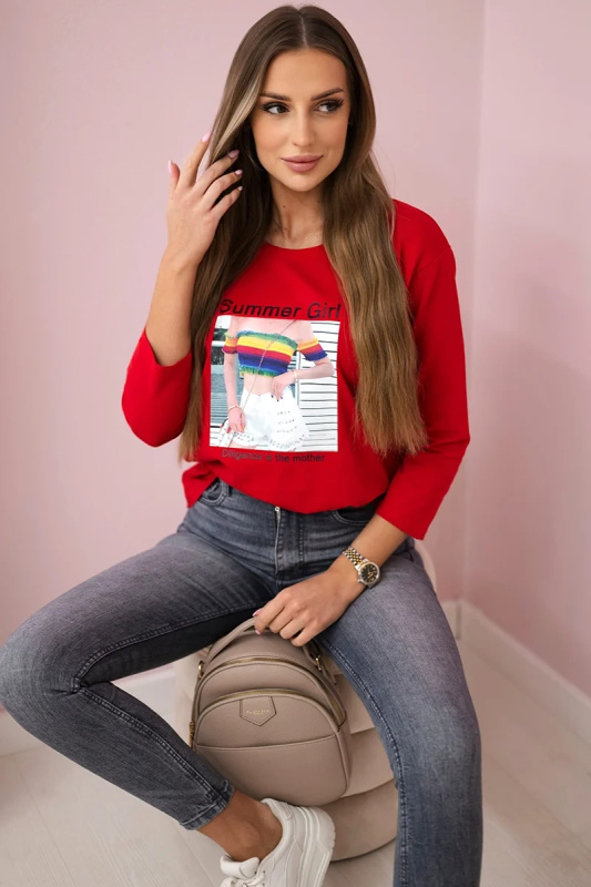 Kesi Tričko s potiskem Summer Girl Barva: Červená, Velikost: UNI