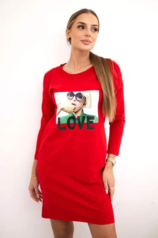 Kesi Šaty s potiskem Love Barva: Červená, Velikost: UNI