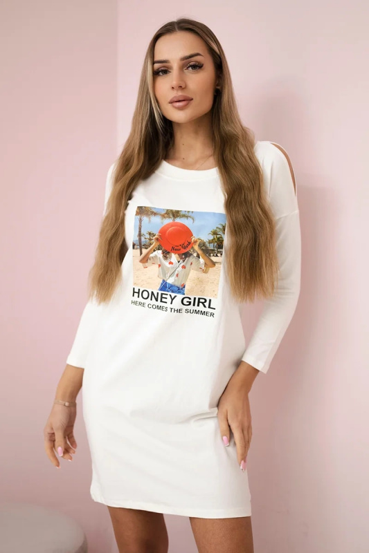 Kesi Šaty s potiskem Honey girl Barva: Tělová, Velikost: UNI