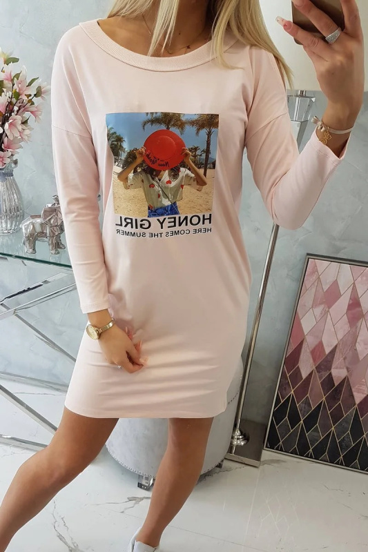 Kesi Šaty s potiskem Honey girl Barva: Růžová - světle, Velikost: UNI