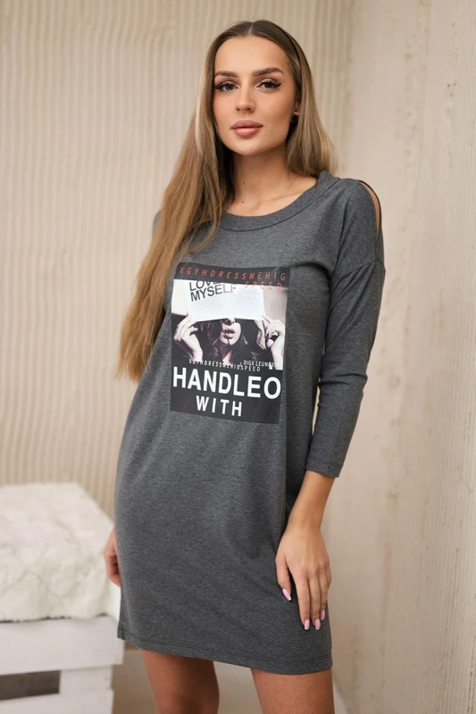 Kesi Šaty Figo s grafitovým potiskem Barva: Šedá - tmavě, Velikost: UNI