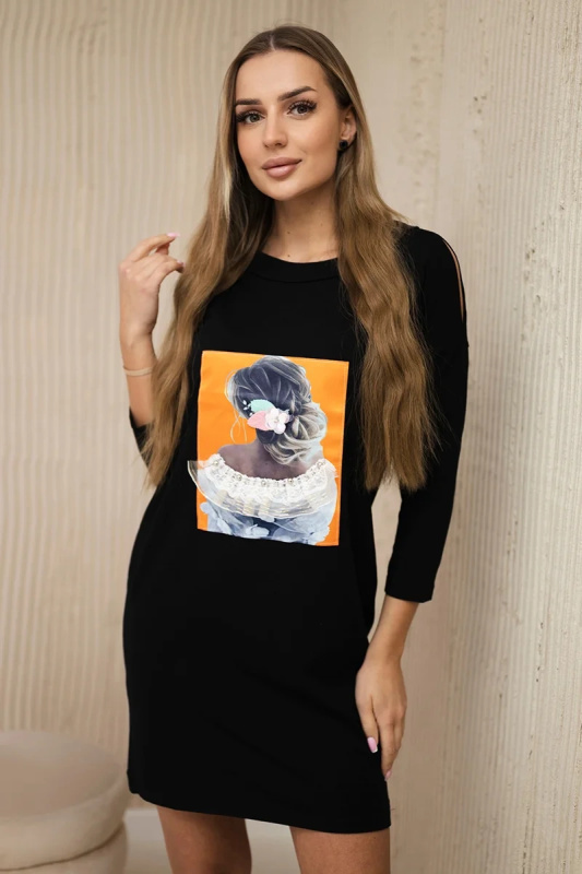 Kesi Šaty Monty s 3D grafikou Barva: Černá, Velikost: UNI