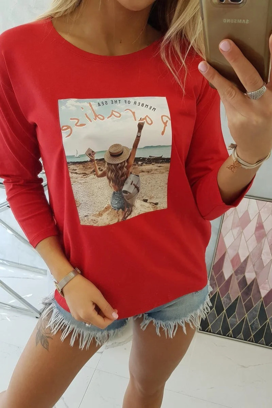 Kesi Halenka s potiskem Paradise Barva: Červená, Velikost: UNI