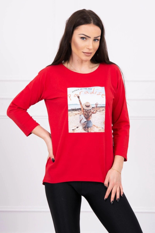 Kesi Halenka s potiskem Paradise Barva: Červená, Velikost: UNI