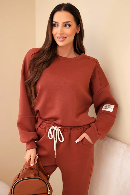 Komplet mikina + kalhoty máslově hnědá UNI