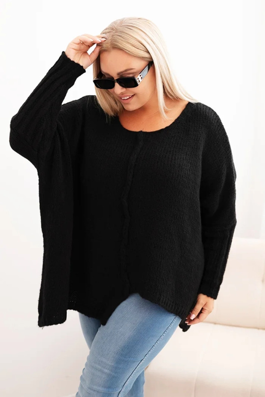 Kesi Dámský svetr Plus Size z akrylu volného střihu s 3/4 rukávem Jim Barva: Černá, Velikost: UNI