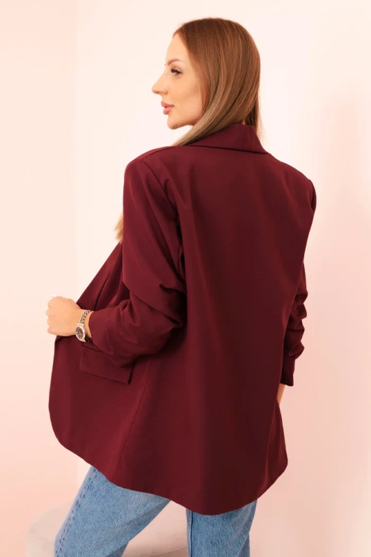 Elegantní sako s klopami bordové UNI