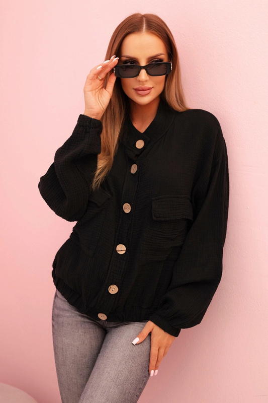 Dámská mušelínová košile s dlouhým rukávem černá UNI