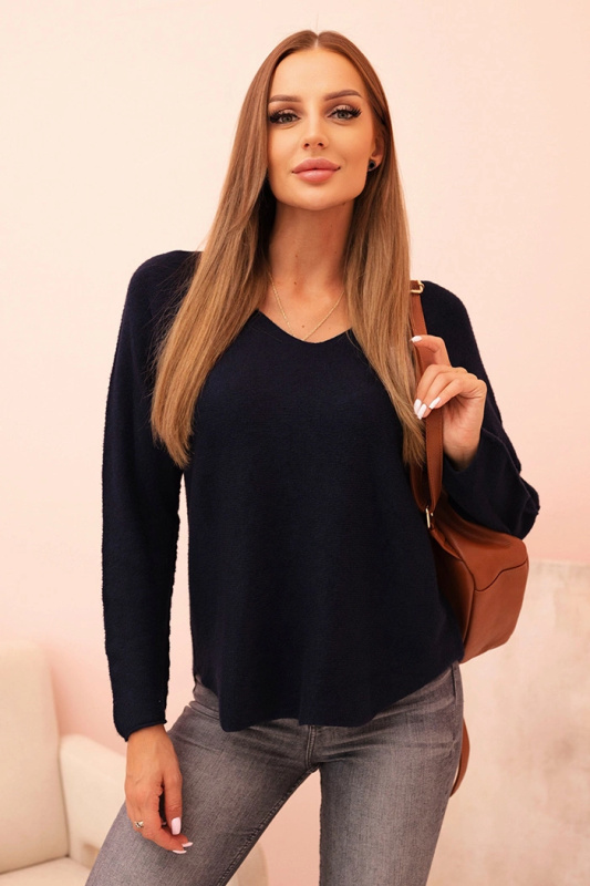 Dámský svetr s viskózou a véčkovým výstřihem granátový UNI