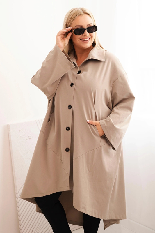 Dámská narzutka Plus Size Punto s bavlnou a knoflíky fango UNI