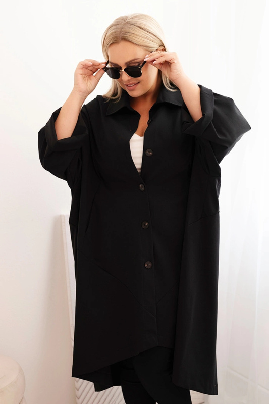 Dámská plus size narzutka Punto s bavlnou a knoflíky černá UNI