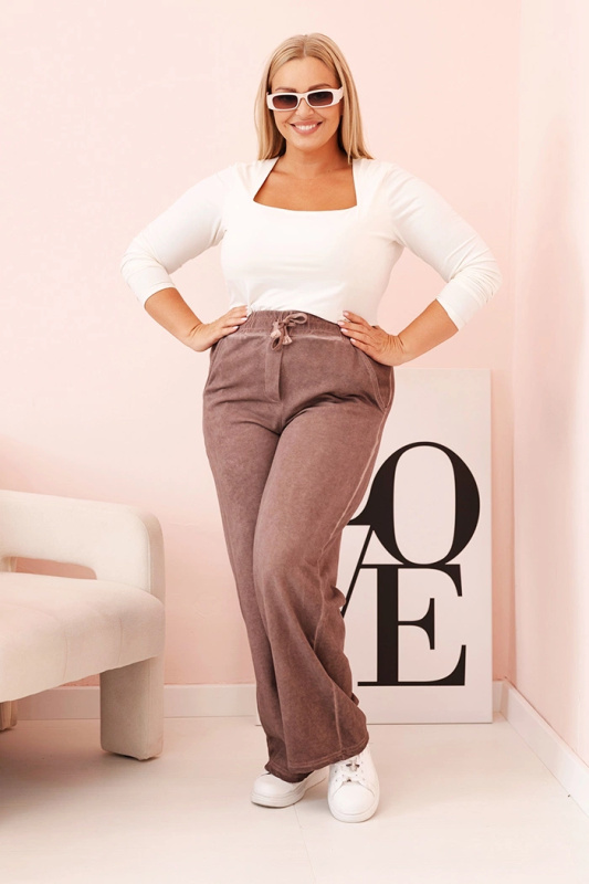 Kesi Dámské kalhoty Plus Size MY4149 s viskózou Barva: Fialová, Velikost: UNI