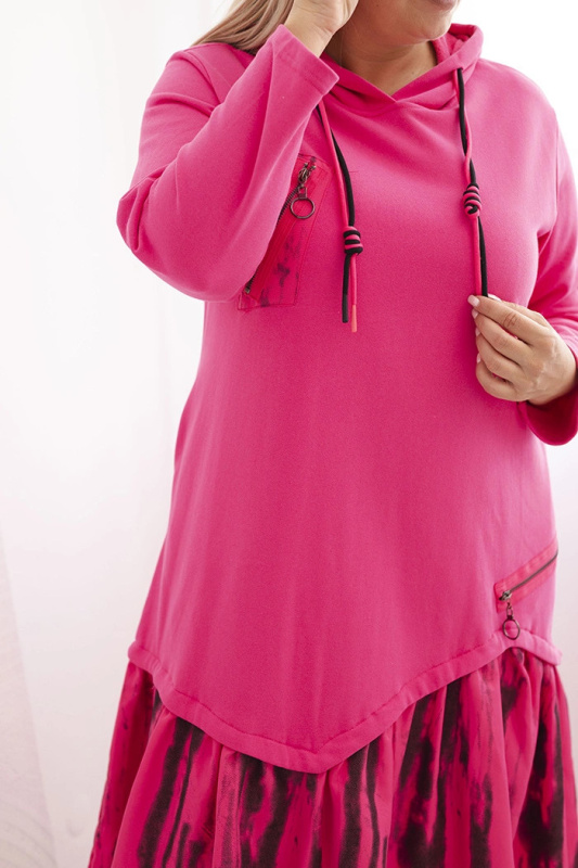 Kesi Dámské šaty Plus Size MY4139 s dlouhým rukávem Barva: Růžová, Velikost: UNI