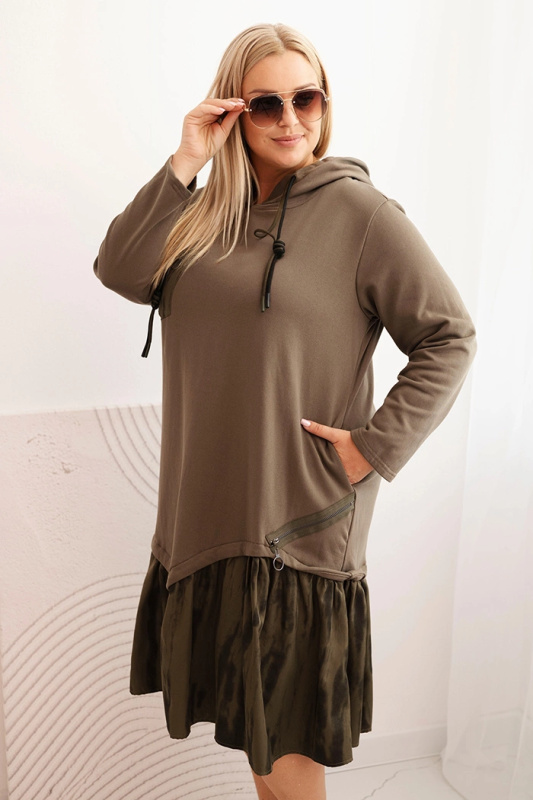 Kesi Dámské šaty Plus Size MY4139 s dlouhým rukávem Barva: Zelená, Velikost: UNI