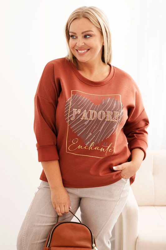 Kesi Dámská mikina Plus Size 21771 s potiskem Barva: Červená, Velikost: UNI