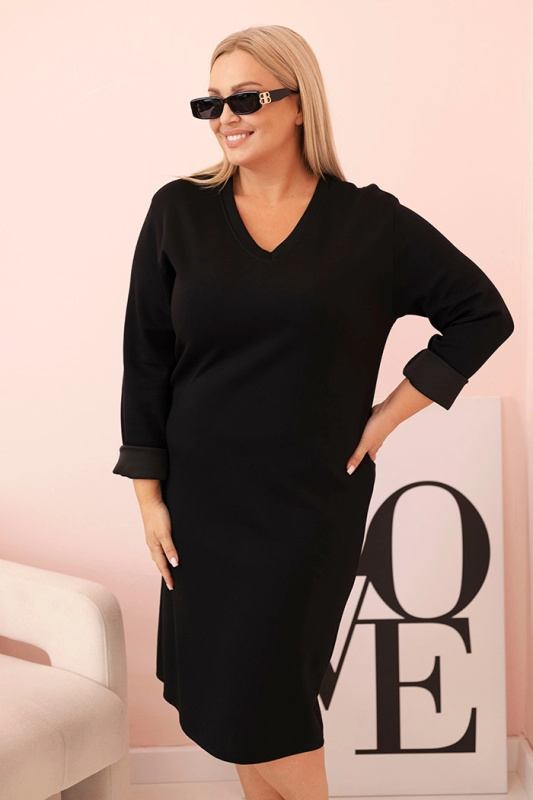 Kesi Dámské šaty Plus Size 21548 s výstřihem do V Barva: Černá, Velikost: UNI