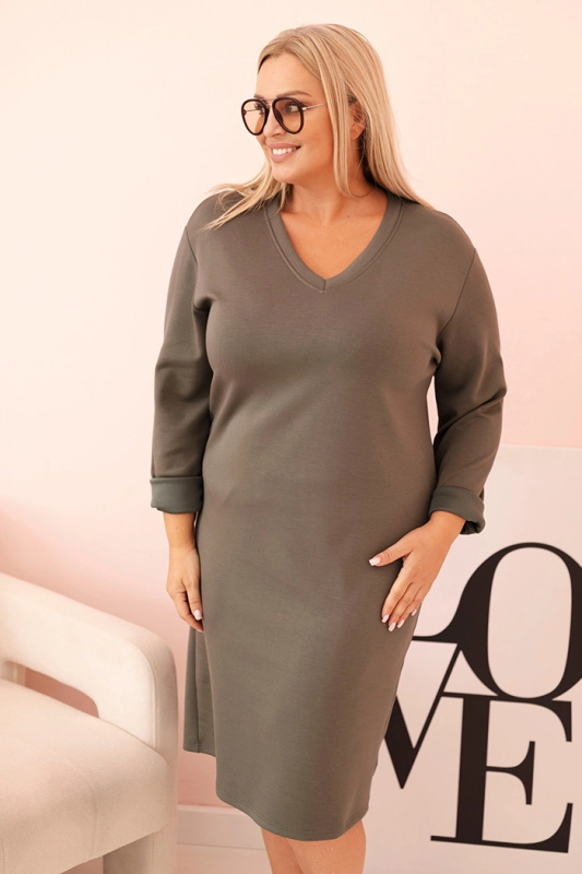 Kesi Dámské šaty Plus Size 21548 s výstřihem do V Barva: Zelená, Velikost: UNI