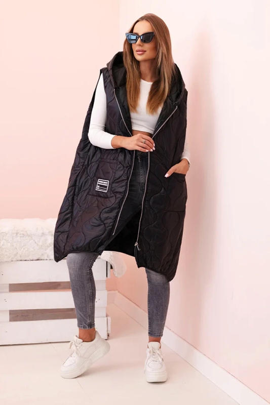 Kesi Dámská prošívaná vesta Plus Size s kapucí na zip Janina Barva: Růžová, Velikost: UNI