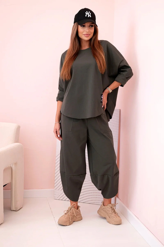 Komplet new punto bluza + spodnie tmavě pudrově růžová UNI