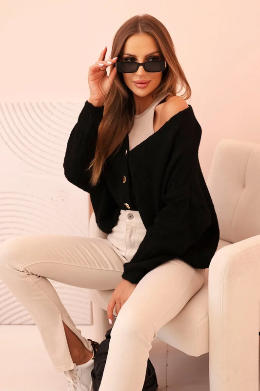 Kesi Svetr ART7090 s výstřihem do V Barva: Černá, Velikost: UNI