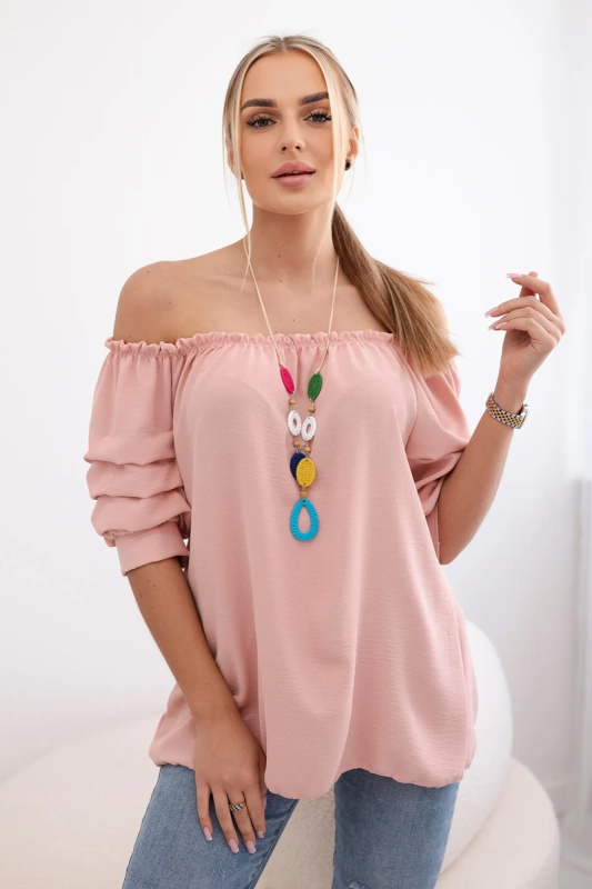 Kesi Španělská halenka Kylie s ozdobnými rukávy Barva: Růžová - světle, Velikost: UNI