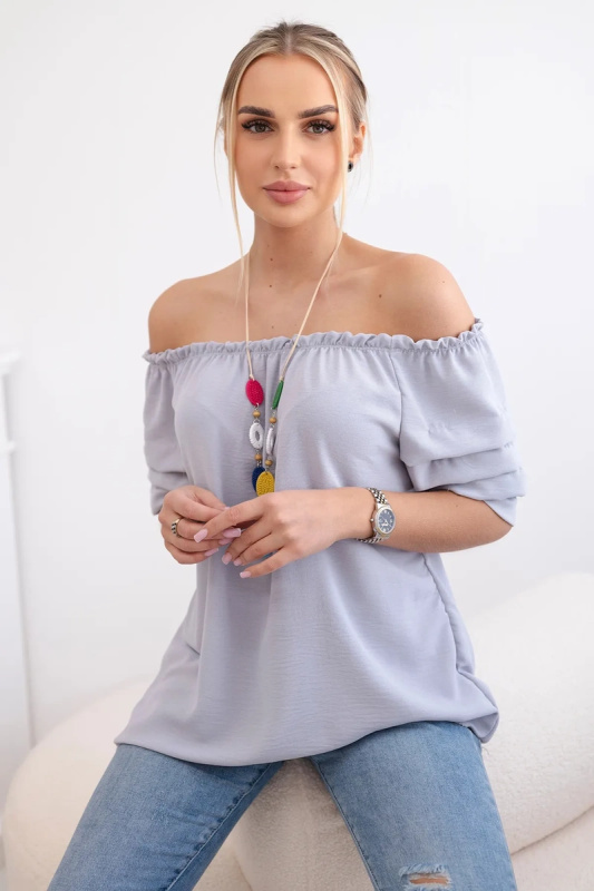Kesi Španělská halenka Kylie s ozdobnými rukávy Barva: Šedá, Velikost: UNI