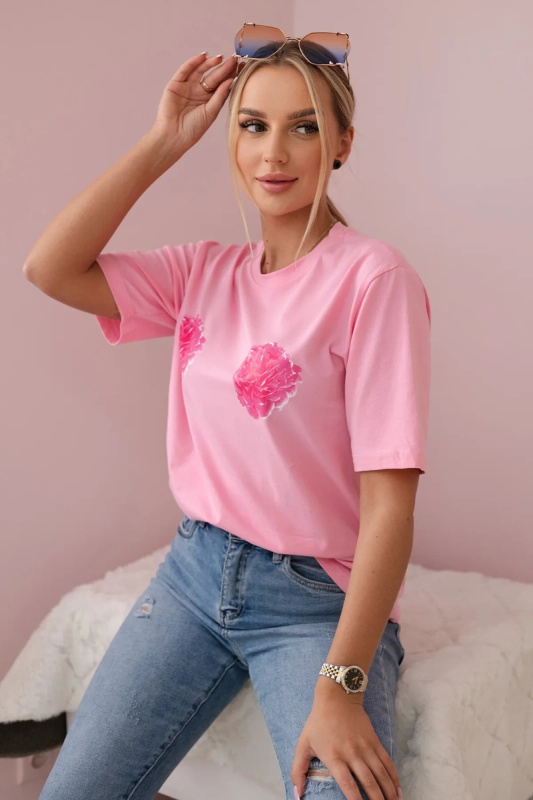 Kesi Bavlněná halenka Astrid s květinovým potiskem Barva: Růžová, Velikost: UNI