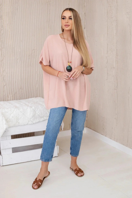 Oversized halenka s přívěskem tmavě pudrově růžová UNI