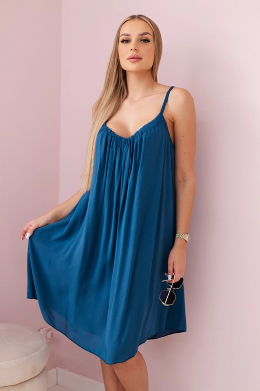 Kesi Viskózové šaty Aniko na ramínka Barva: Modrá, Velikost: UNI