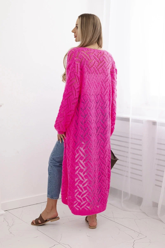 Kesi Dlouhý vlněný kardigan Super Kid Barva: Růžová - tmavě, Velikost: UNI