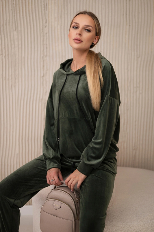 Kesi Dámská velurová souprava Erin - mikina + tepláky Barva: Zelená - tmavě, Velikost: UNI