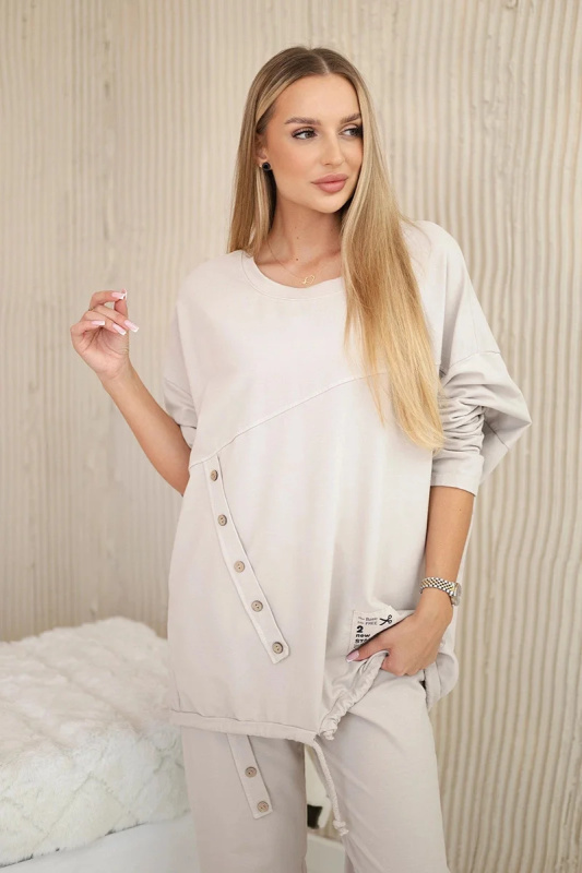 Kesi Oversize bavlněný komplet Blaze - mikina + tepláky Barva: Béžová, Velikost: UNI