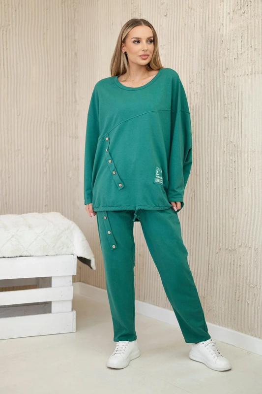 Kesi Oversize bavlněný komplet Blaze - mikina + tepláky Barva: Zelená, Velikost: UNI