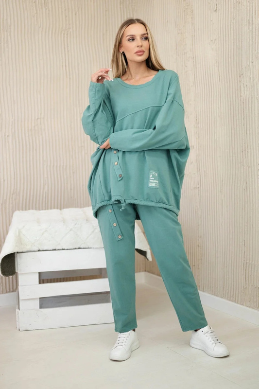 Kesi Oversize bavlněný komplet Blaze - mikina + tepláky Barva: Tyrkysová, Velikost: UNI