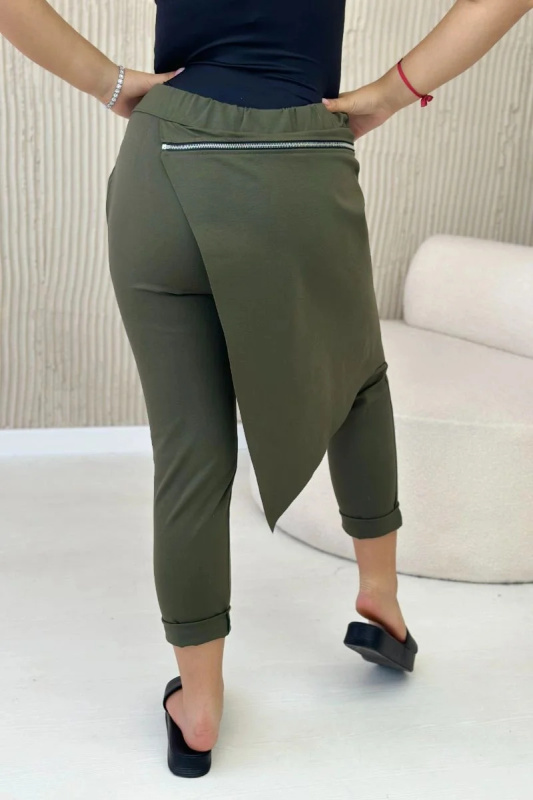 Punto Milano Zimní kalhoty s ozdobným zipem khaki UNI
