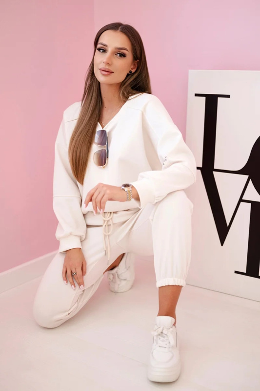 Kesi Viskózový komplet Brownie - mikina + tepláky Barva: Smetanová, Velikost: UNI