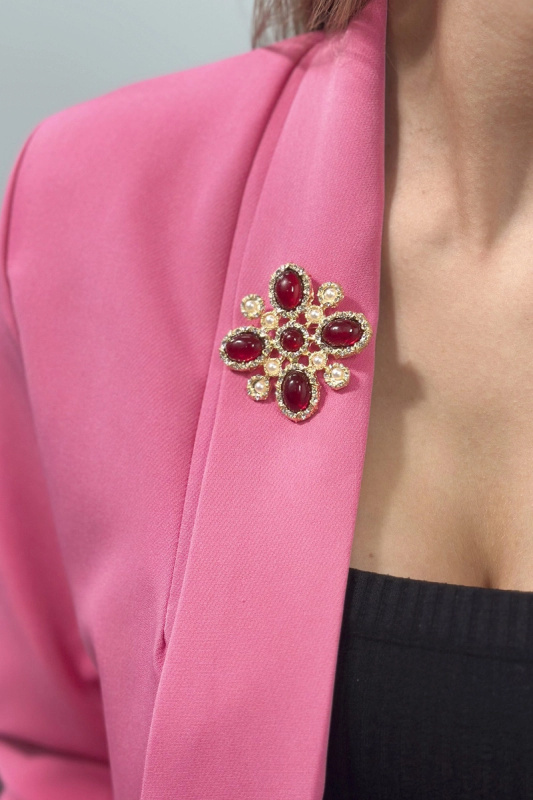 Brož Květina 2 červená UNI