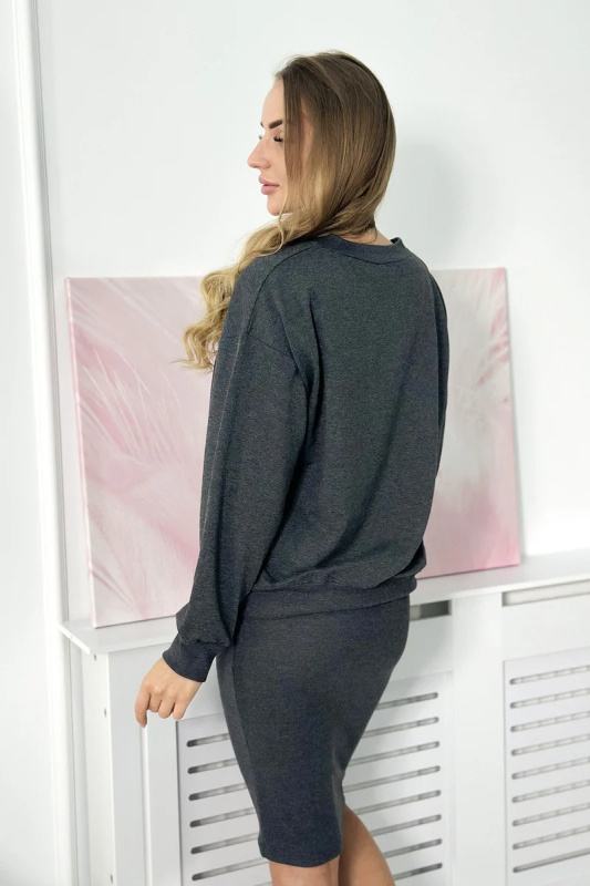 Kesi Set Alma - halenka + pruhované šaty Barva: Šedá - tmavě, Velikost: UNI