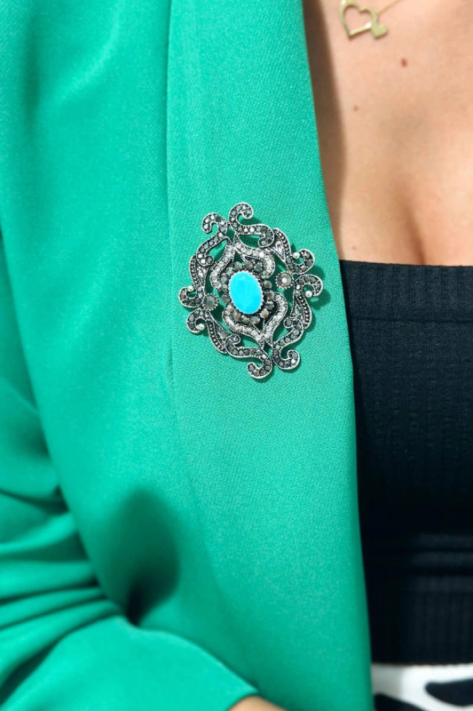 Brož XZ459-107 stříbrná + modrá UNI