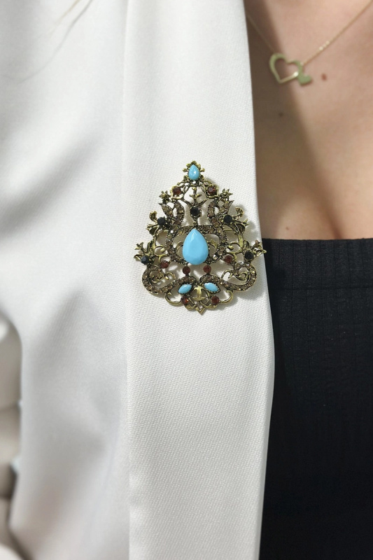 Brož XZ459-191 zlato + modrá UNI