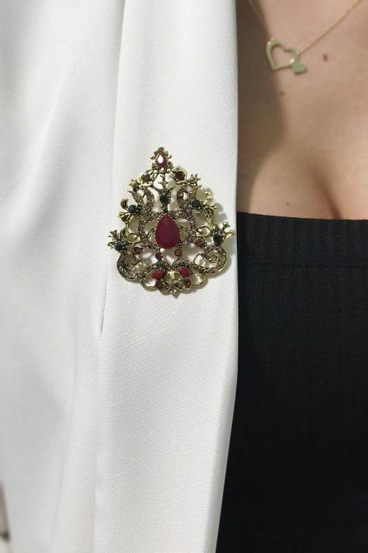 Brož XZ459-191 zlatá + červená UNI