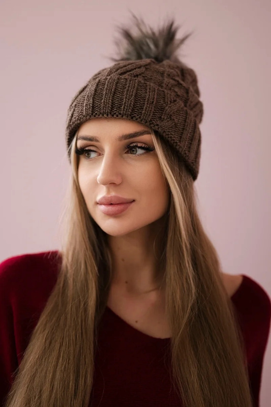 Fleecová kostkovaná čepice K226 mocca UNI