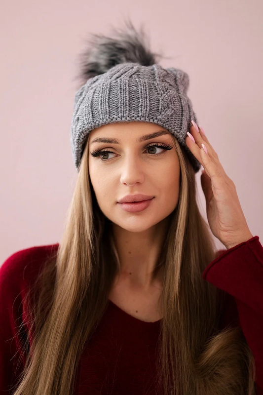 Fleecová kostkovaná čepice K226 tmavě šedá UNI