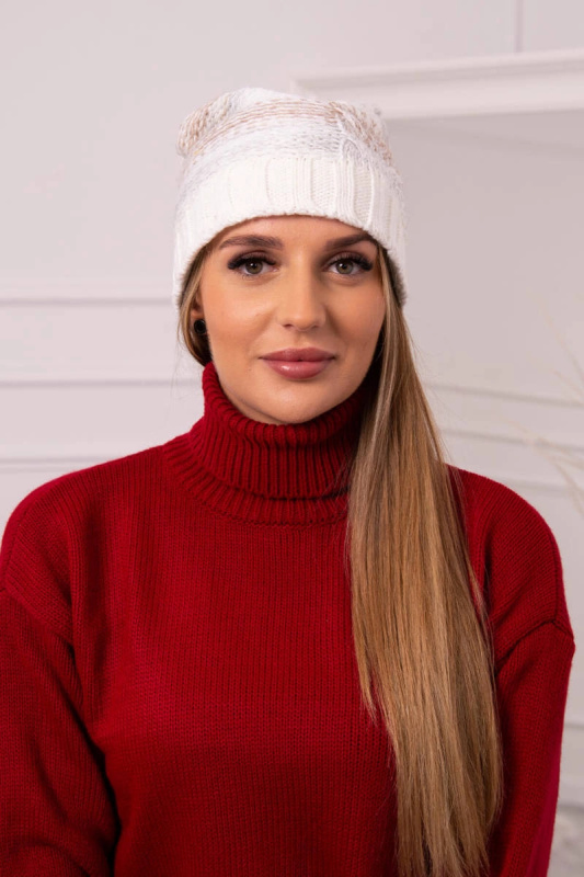 Monika fleecová čepice K256 tmavě béžová+ecru UNI