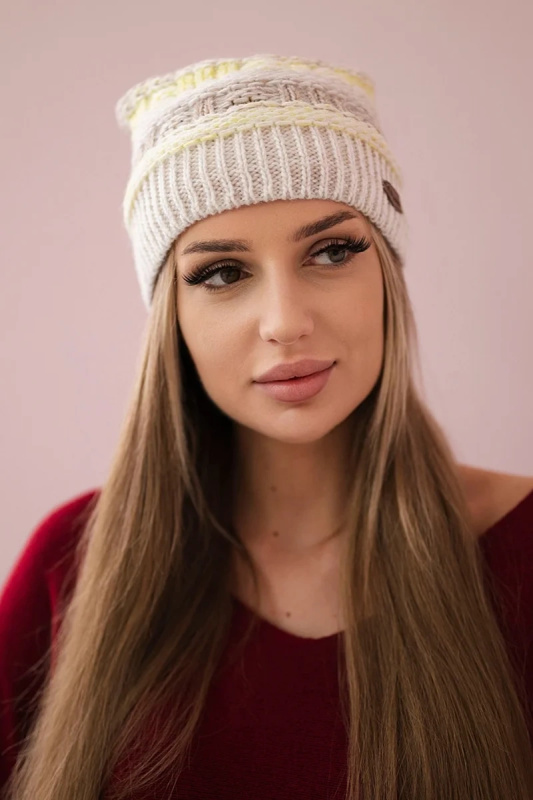 Fleecová čepice Patrycja K254 žlutá+béžová UNI