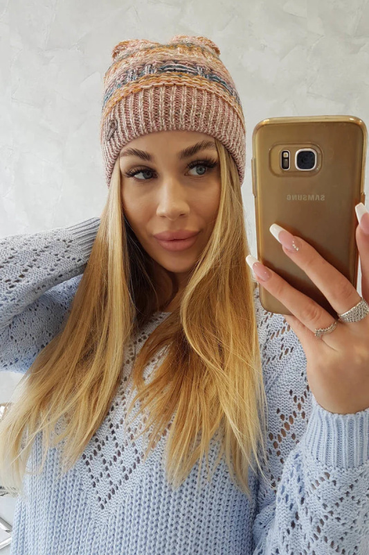 Fleecová čepice Patrycja K254 pink+cappuccino UNI