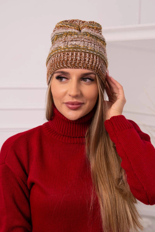 Čepice s fleecem Patrycja K254 khaki+camel UNI