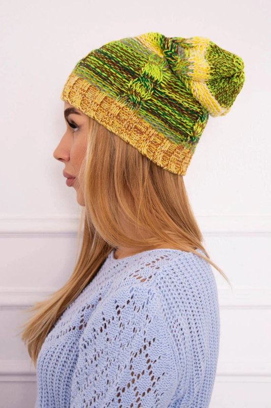 Fleecová čepice Klaudia K255 neon green+yellow UNI