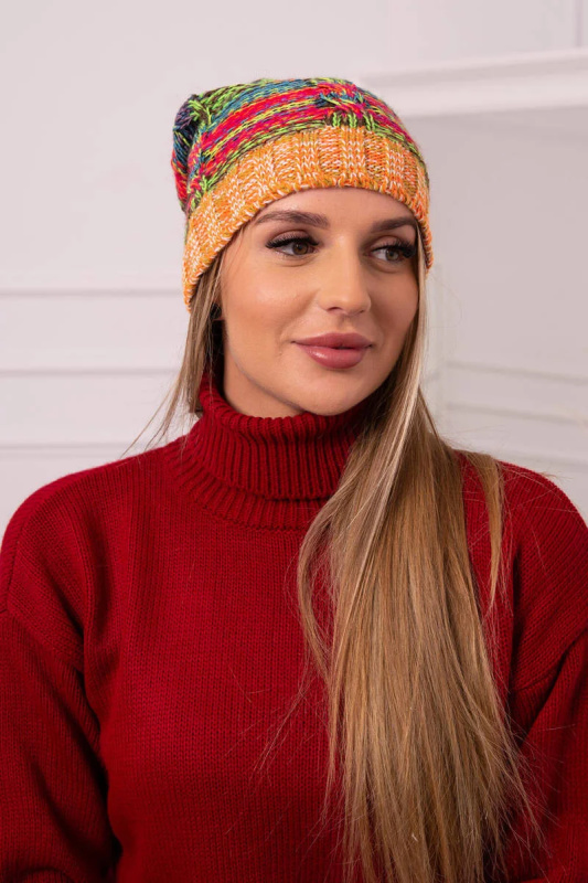 Fleecová čepice Klaudia K255 neon green+orange UNI